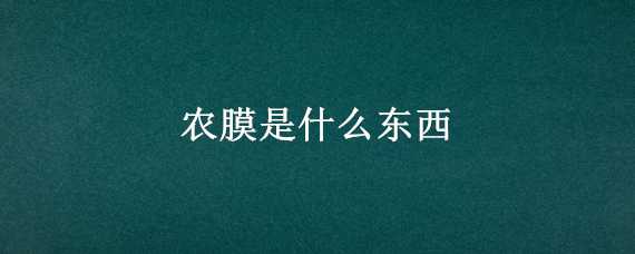 农膜是什么东西（农膜是什么意思）