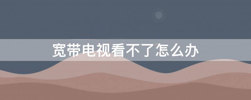 宽带电视看不了怎么办