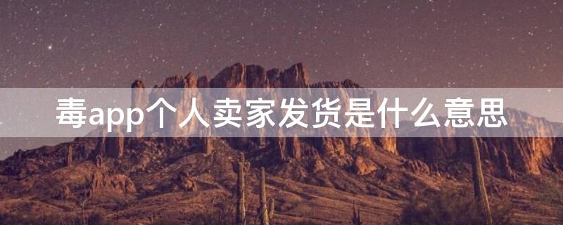 毒app个人卖家发货是什么意思
