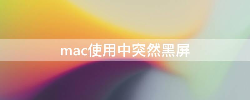 mac使用中突然黑屏