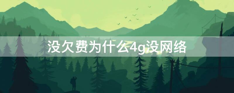 没欠费为什么4g没网络 没欠费为什么4g没网络移动