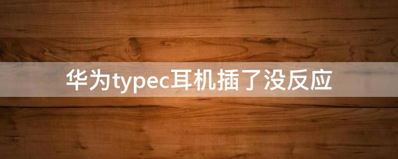 华为typec耳机插了没反应 华为type-c耳机没反应