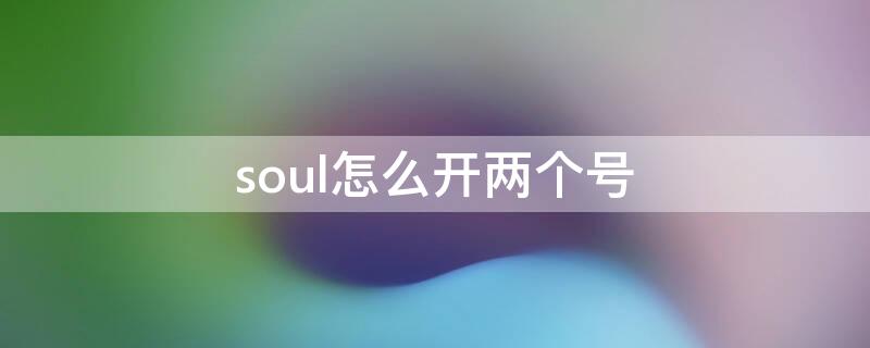 soul怎么开两个号（soul两个号怎么加好友）