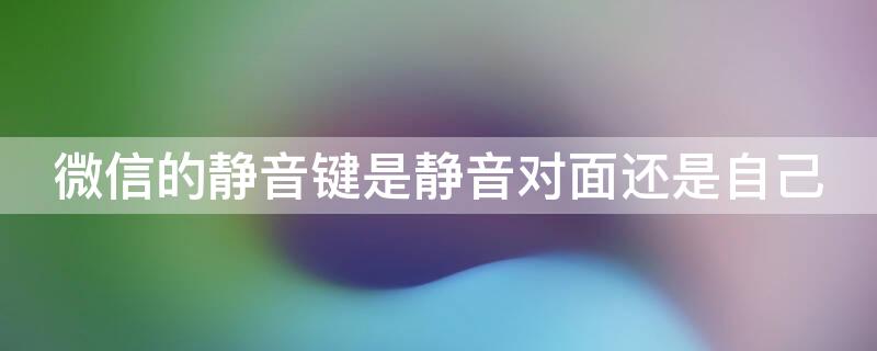 微信的静音键是静音对面还是自己 微信静音键有什么用