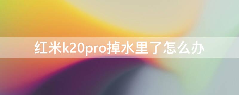 红米k20pro掉水里了怎么办（红米k30pro掉水里了怎么办）