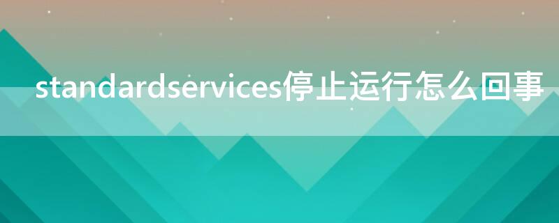 standardservices停止运行怎么回事 standardservices已停止运行什么意思如何解决