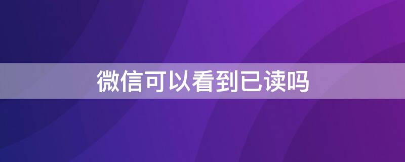 微信可以看到已读吗（微信可以看见已读吗）