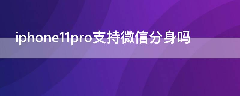 iPhone11pro支持微信分身吗（苹果11pro支持微信分身吗）