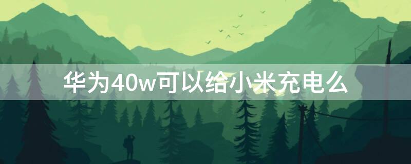 华为40w可以给小米充电么 小米手机可以用华为40w充电器吗