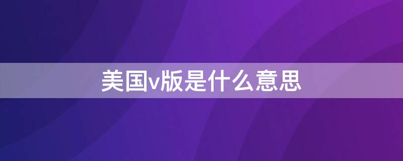 美国v版是什么意思 v在美国是什么意思