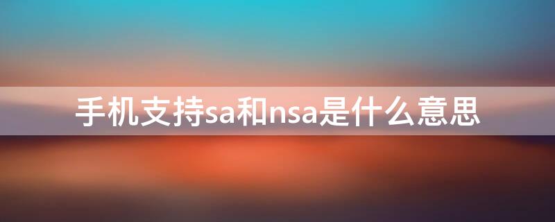 手机支持sa和nsa是什么意思 怎么看手机支持nsa和sa