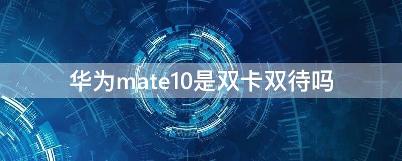 华为mate10是双卡双待吗（华为mate10pro是双卡双待手机吗）