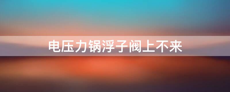 电压力锅浮子阀上不来（电压力锅浮子阀上不来总上不来有什么好办法）