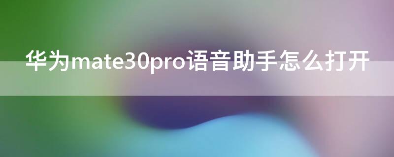 华为mate30pro语音助手怎么打开（华为mate30pro怎样打开语音助手）