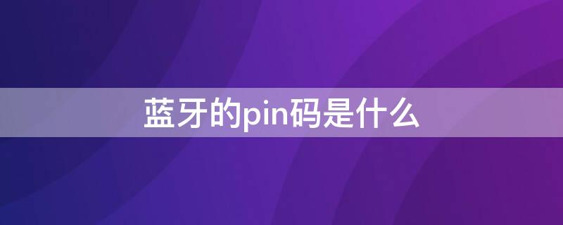 蓝牙的pin码是什么（车载蓝牙的pin码是什么）