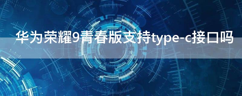 华为荣耀9青春版支持type-c接口吗（华为荣耀9接口是Typec吗）