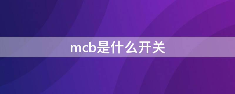 mcb是什么开关（mcb是什么开关品牌）