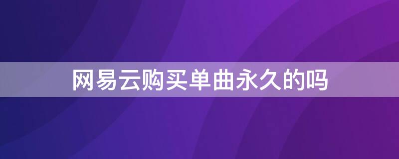 网易云购买单曲永久的吗 网易云音乐购买单曲是永久的吗