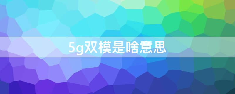 5g双模是啥意思（5G双模是啥意思）