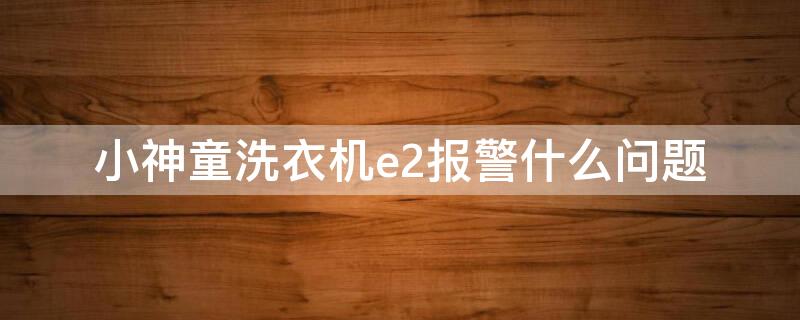 小神童洗衣机e2报警什么问题（小神童洗衣机维修出现E2是什么问题）