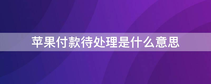 iPhone付款待处理是什么意思 iphone付款后显示待处理