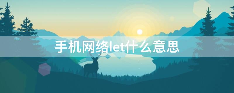 手机网络let什么意思（手机网络LET）