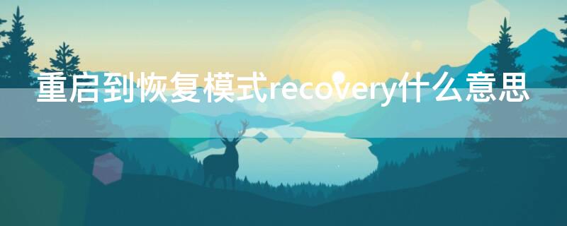 重启到恢复模式recovery什么意思（重启到recovery的坏处）