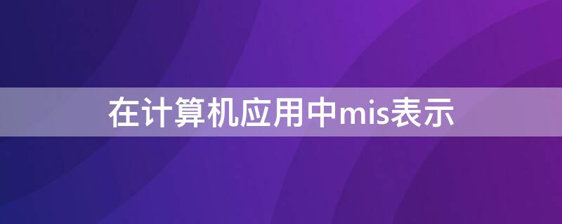 在计算机应用中mis表示（在计算机应用中MIS表示）