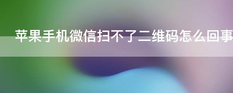 iPhone手机微信扫不了二维码怎么回事（iPhone微信扫不了二维码是什么原因）