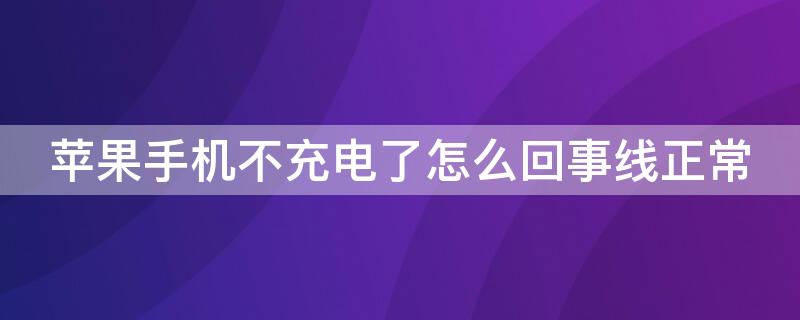 iPhone手机不充电了怎么回事线正常（苹果手机不充电了怎么回事线正常）