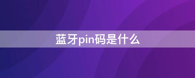 蓝牙pin码是什么（蓝牙pin码是什么意思）