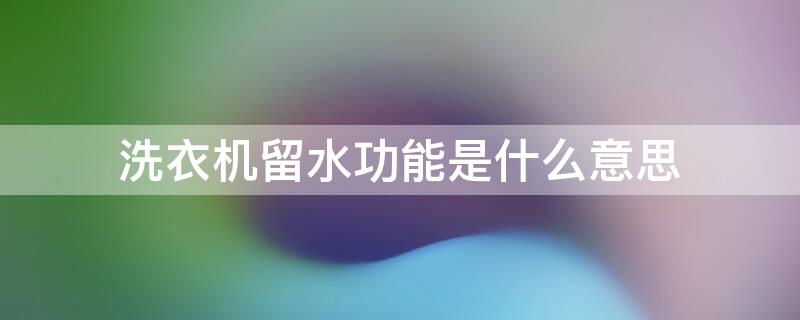 洗衣机留水功能是什么意思 洗衣机注水功能什么意思