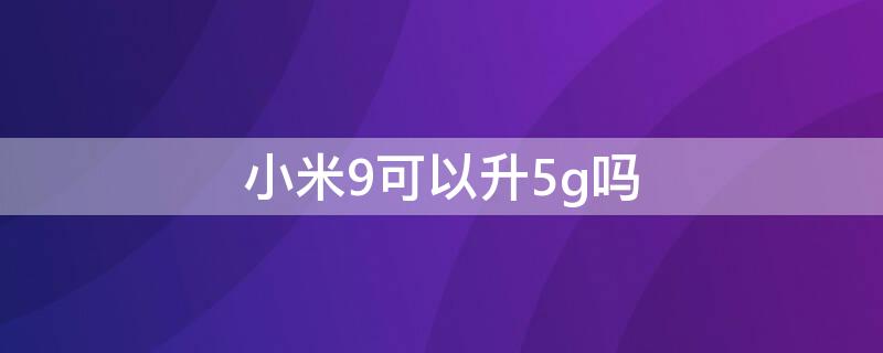 小米9可以升5g吗（小米9支持5g么）