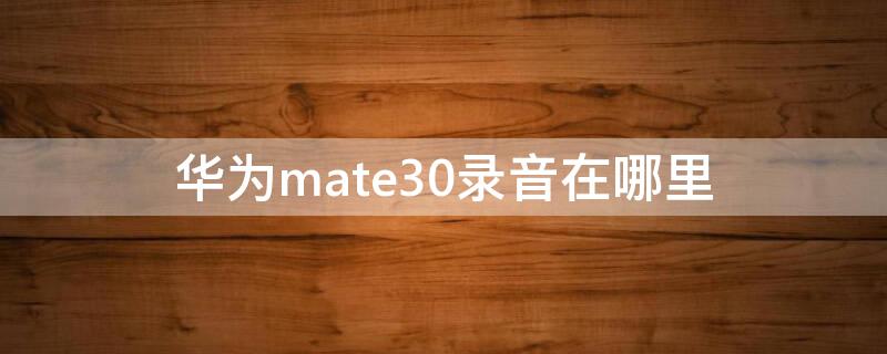 华为mate30录音在哪里（华为mate30录音在哪里找出来）