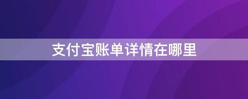 支付宝账单详情在哪里（支付宝的账单在哪里）