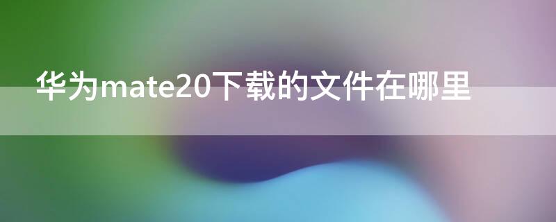 华为mate20下载的文件在哪里（华为mate20x下载的文件在哪）