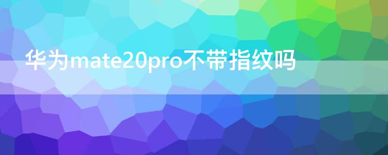 华为mate20pro不带指纹吗 mate20pro指纹不能用