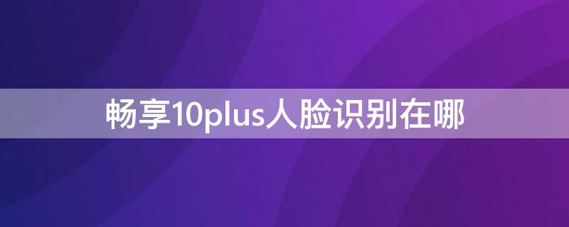 畅享10plus人脸识别在哪 畅享10plus有没有面部解锁在哪里