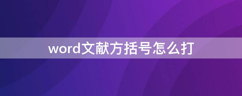 word文献方括号怎么打（word参考文献方括号怎么打）