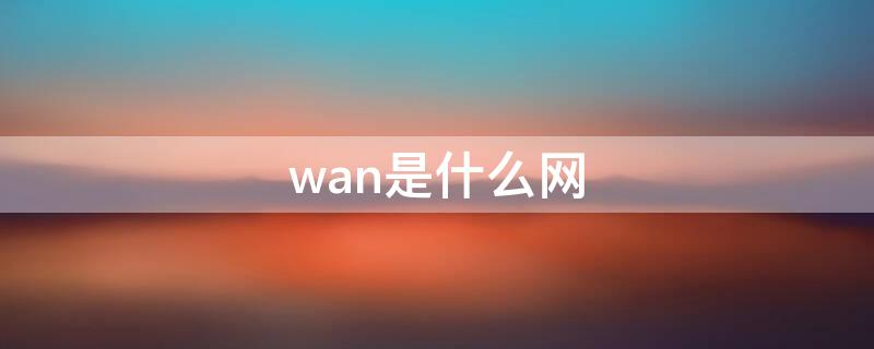 wan是什么网（WAN是什么网络）