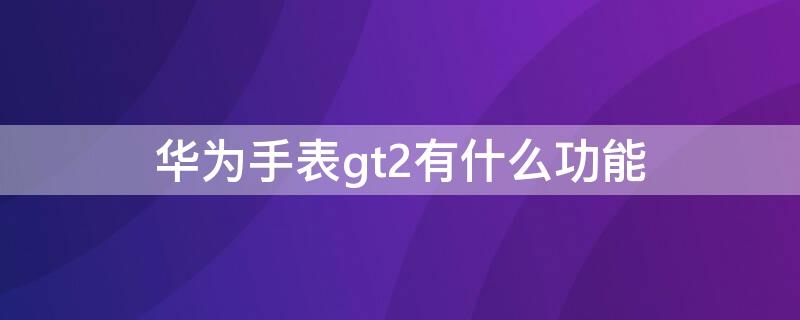 华为手表gt2有什么功能 华为手表gt2有什么用