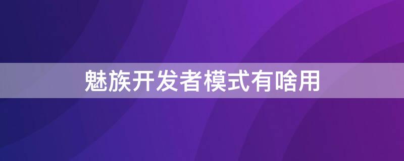 魅族开发者模式有啥用 魅族开发者模式有啥用啊