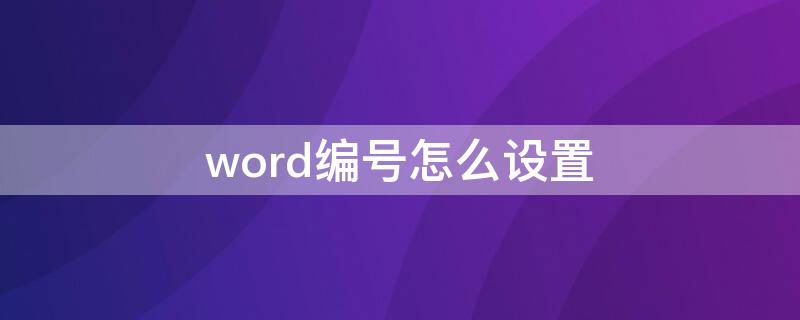 word编号怎么设置（Word编号怎么设置样式）