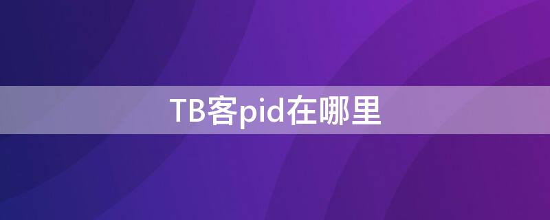 TB客pid在哪里