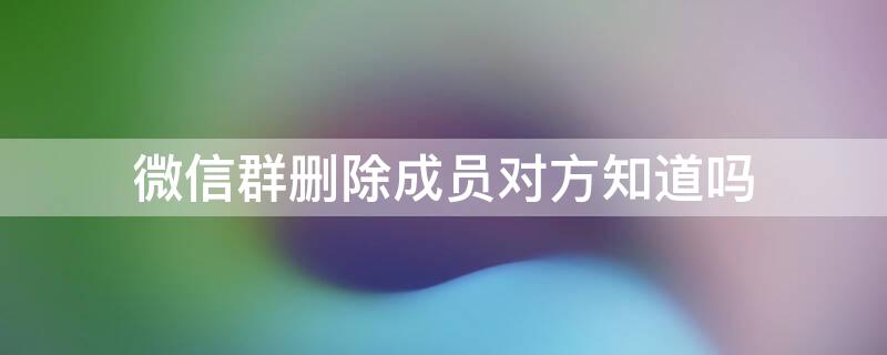 微信群删除成员对方知道吗 删除群聊成员对方知道吗