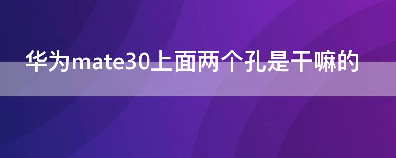 华为mate30上面两个孔是干嘛的（华为mate30pro上面的小孔是什么）