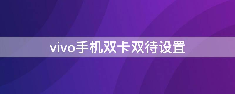 vivo手机双卡双待设置（vivo哪里设置双卡双待）