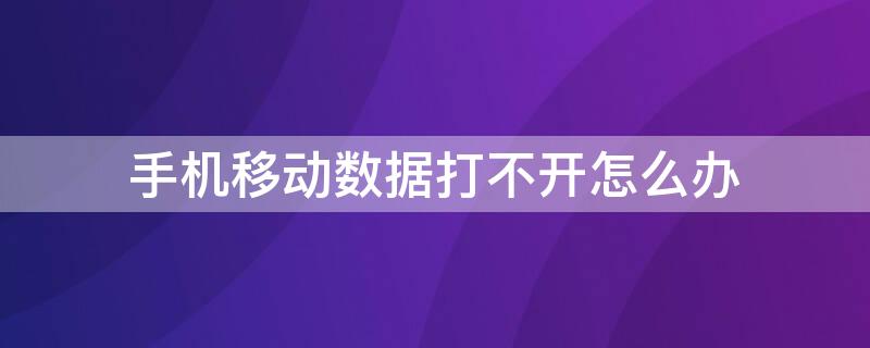 手机移动数据打不开怎么办（手机上的移动数据打不开怎么办）