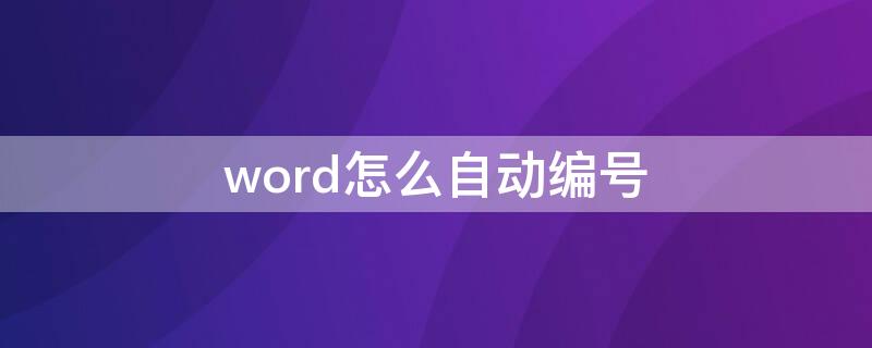 word怎么自动编号（word怎么自动编号123）