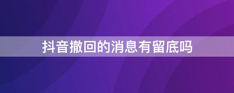 抖音撤回的消息有留底吗 抖音上撤回消息多久可以撤回